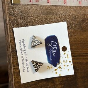Stellar cheetah Triangle Leopard Earrings